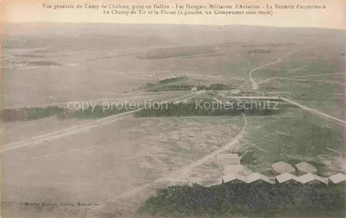 AK / Ansichtskarte Mourmelon-le-Grand Chalons-en-Champagne 51 Marne Camp-de-Châlons Vue-prise-en-Ballon Hangars-Militaires-d Aviation Batterie-d expérience Champ-de-Tir Zelte Luftbild