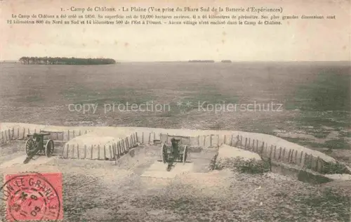 AK / Ansichtskarte Camp de Mourmelon 51 Marne Batterie-d Expériences Kanonen Artillerie Phare-Sud Ebene Wald