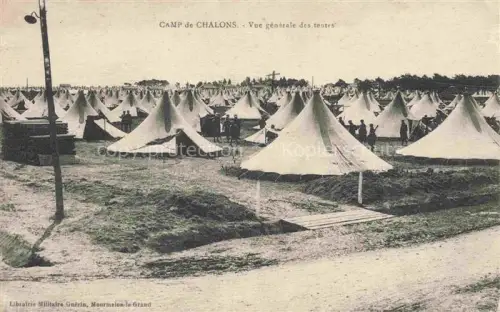 AK / Ansichtskarte Camp de Mourmelon 51 Marne Zelte Militaerlager Soldaten Zeltlager Telegrafenmast