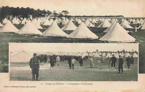 AK / Ansichtskarte Mourmelon-le-Grand Chalons-en-Champagne 51 Marne Campement-d Infanterie Zelte Infanterie Soldaten Lager Uniformen Gewehre