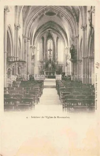 AK / Ansichtskarte Mourmelon-le-Grand Chalons-en-Champagne 51 Marne Kircheninneres Altar Gewoelbe Kirchenbaenke Chor Saeulen Gotik Buntglasfenster