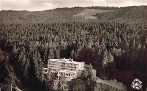 AK / Ansichtskarte Sand Buehl Schwarzwald BW Friedrich-Hilda-Heim Schwarzwaldhochstrasse Kurheim Wald Tannen Luftaufnahme