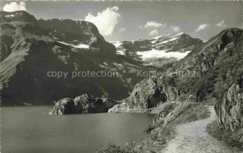 AK / Ansichtskarte Lac de Barberine 1800m La Chaire VS Lac-de-Barberine Pic-de-Tanneverge Ruan See Berglandschaft Gletscher Sentier Cabane-de-Barberine
