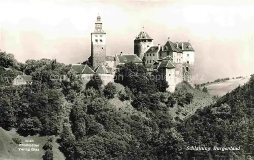 AK / Ansichtskarte Schlaining Stadtschlaining Burgenland AT Burg-Schlaining Schloss Turm Huegel Baeume Wald