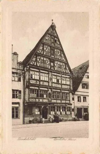 AK / Ansichtskarte DINKELSBueHL Deutsches-Haus Fachwerkhaus Fassadenmalerei Altstadt Hotel Marktplatz