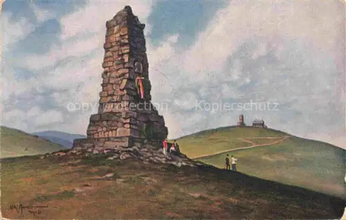 AK / Ansichtskarte Feldberg 1450m Schwarzwald BW Bismarckdenkmal Turm Denkmal Berggipfel Wanderer Observatorium Huegel