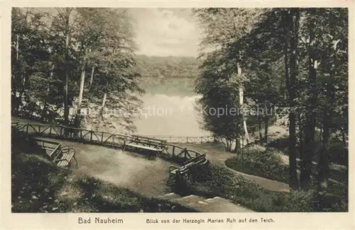 AK / Ansichtskarte BAD NAUHEIM Hessen Herzogin-Marien-Ruh Teich Park Steg Baenke Baeume Weg