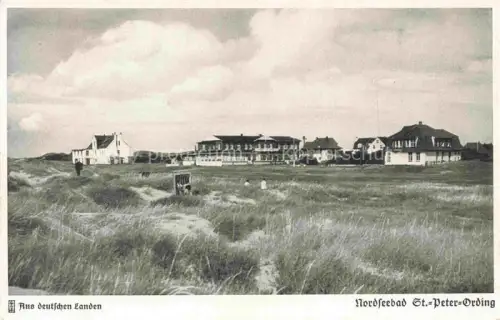 AK / Ansichtskarte St Peter-Ording Nordfriesland Schleswig-Holstein Kurhaus-Hotel Duenen Nordseebad Strandkorb Villen Wiese
