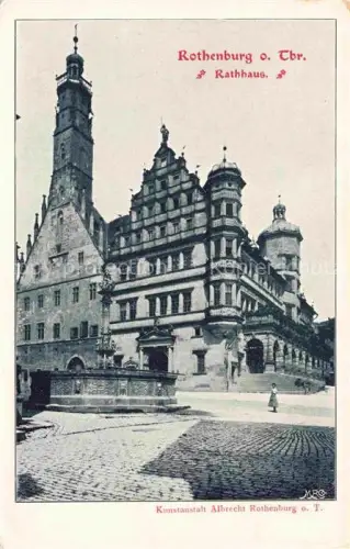 AK / Ansichtskarte ROTHENBURG   TAUBER Bayern Rathaus Rathausturm Marktplatz Brunnen Kopfsteinpflaster Gotik Renaissance
