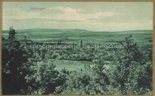 AK / Ansichtskarte GoeTTINGEN  Niedersachsen Stadtpanorama Kirche Turm Baeume Huegel Tal Daecher