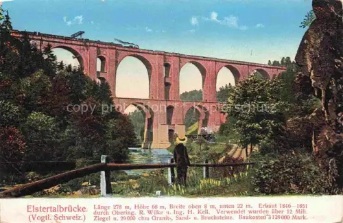 AK / Ansichtskarte Elstertalbruecke Plauen Vogtland Elstertalbruecke Viadukt Elster Vogtland Zug Eisenbahn Bogen Wald Frau