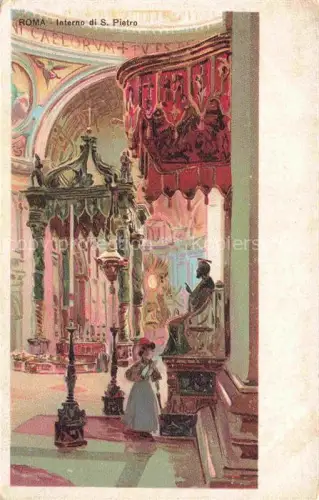 AK / Ansichtskarte Rom  ROMA IT San-Pietro Innenraum Baldachin Altar Basilika Pilger Kirchenraum Saeulen