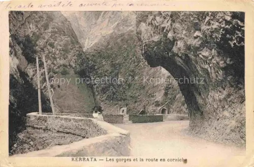 AK / Ansichtskarte Kerrata Kherrata Algeria Gorges Route-en-corniche Schlucht Felsen Bergpfad Mann Tunnel