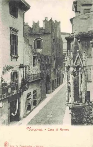 AK / Ansichtskarte VERONA  Veneto IT Casa-di-Romeo Gasse Altstadt Balkon Palazzo Gotik Kopfsteinpflaster