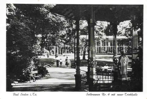 AK / Ansichtskarte BAD SODEN  Taunus Hessen Solbrunnen-Nr-4 Trinkhalle Kurpark Pavillon Kurgaeste Baeume Kuranlage