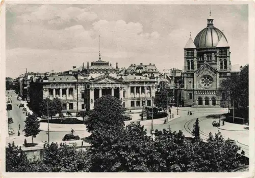 AK / Ansichtskarte Strasbourg  Strassburg 67 Bas-Rhin Amtsgericht Landgericht Jung-St-Peter-Kirche Synagoge Platz Strassenbahn Jugendstil S/W