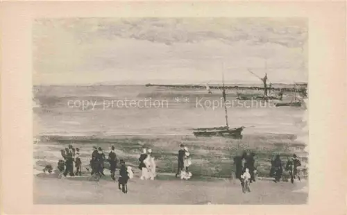 AK / Ansichtskarte SOUTHEND-ON-SEA UK Southend-Pier Segelboot Strand Spaziergaenger Meer Gemaelde Whistler