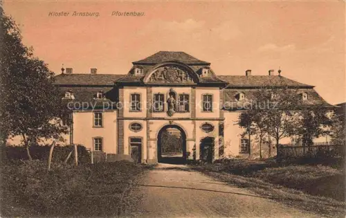 AK / Ansichtskarte Arnsburg Lich GIEssEN Hessen Kloster-Arnsburg Pfortenbau Klostertor Barockportal Statue Tor Kloster