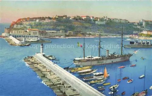 AK / Ansichtskarte MONACO Port Rocher Palais Hafen Leuchtturm Segelschiff Kriegsschiff Boote