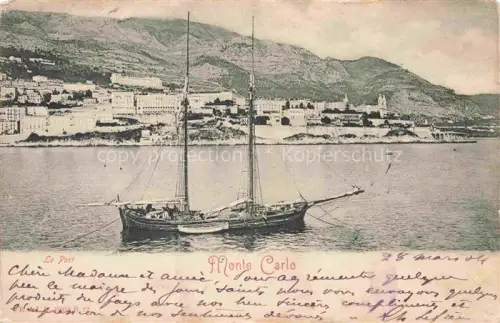AK / Ansichtskarte MONTE-CARLO MONACO Le-Port Segelschiff Hafen Felsen Stadt Berge