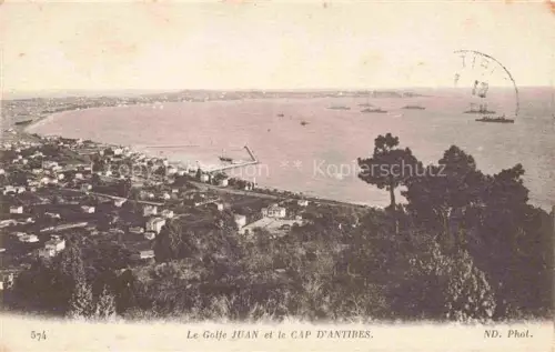 AK / Ansichtskarte Golfe-Juan Vallauris 06 Alpes-Maritimes Golfe-Juan Cap-d Antibes Bucht Panorama Meer Ortschaft Steg Schiffe