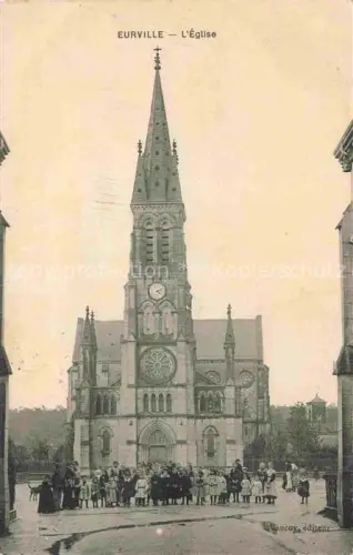AK / Ansichtskarte Eurville-Bienville Saint-Dizier 52 Haute-Marne Eglise Kirche Kirchturm Kirchplatz Kinder Passanten Uhr Rosette