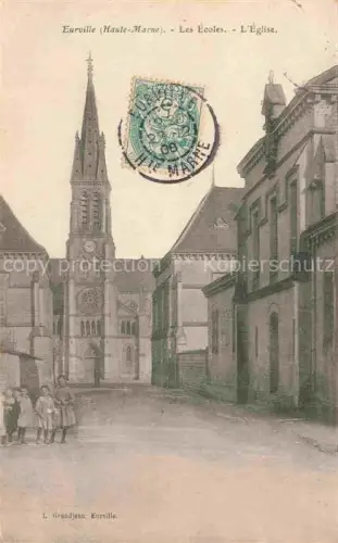 AK / Ansichtskarte Eurville-Bienville Saint-Dizier 52 Haute-Marne Ecoles Eglise Kirche Kirchturm Schule Kinder Strassenszene