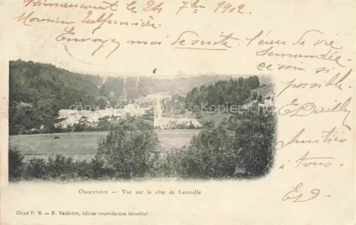 AK / Ansichtskarte Orquevaux Chaumont 52 Haute-Marne Vue-sur-la-côte-de-Leurville Leurville Dorf Kirche Wald Huegel Wiesen Tal
