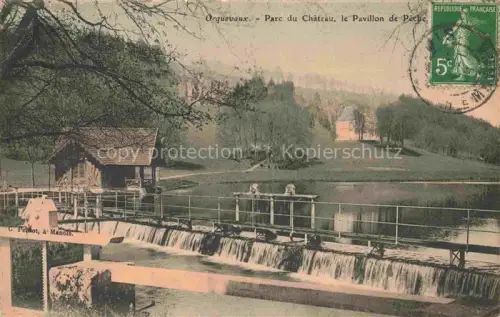 AK / Ansichtskarte Orquevaux Chaumont 52 Haute-Marne Parc-du-Château Pavillon-de-Pêche Wehr Teich Park Baeume Wasserfall Schloss