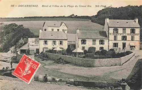 AK / Ansichtskarte Douarnenez QUIMPER 29 Finistere Plage-du-Grand-Ris Hotel Villas Kueste Strand Badende Descente-des-Baigneurs