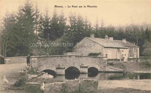 AK / Ansichtskarte Manois Chaumont 52 Haute-Marne Pont-sur-la-Manoise Manoise Bruecke Fluss Kind Enten Gebaeude Wald
