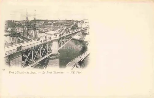 AK / Ansichtskarte BREST 29 Finistere Port-Militaire Pont-Tournant Drehbruecke Hafen Segelschiffe Panorama Kanal
