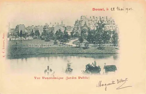 AK / Ansichtskarte DOUAI 59 Nord Jardin-Public Park Teich Panorama Gebaeude Baeume