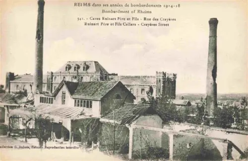 AK / Ansichtskarte REIMS 51 Marne Bombardement Rue-des-Crayères Ruinart-Père-et-Fils Kriegsschaeden Schornsteine Fabrikgebaeude WWI