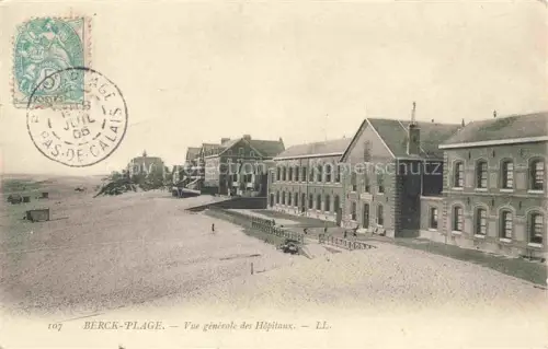 AK / Ansichtskarte BERCK-PLAGE 62 Vue-des-Hôpitaux Krankenhaus Sanatorium Kueste Strandpromenade Gebaeude