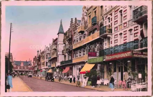 AK / Ansichtskarte BERCK-PLAGE 62 Avenue-de-la-Gare Hotels Restaurant Strassenszene Autos handkoloriert