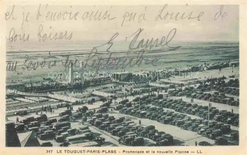 AK / Ansichtskarte LE TOUQUET-PARIS-PLAGE Le Montreuil 62 Pas-de-Calais Promenade Piscine Parkplatz Autos Strand Meeresblick Fliegeraufnahme
