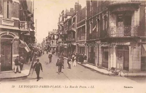 AK / Ansichtskarte LE TOUQUET-PARIS-PLAGE Le Montreuil 62 Pas-de-Calais Rue-de-Paris Strassenszene Geschaefte Bazar Passanten Fahrrad