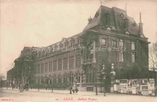 AK / Ansichtskarte LILLE 59 Nord Institut-Pasteur Gruenderzeitgebaeude Werbeplakate Passanten Fassade Tor