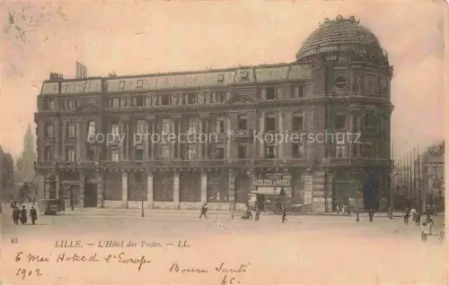AK / Ansichtskarte LILLE 59 Nord Hôtel-des-Postes Postamt Kuppel Gruenderzeitgebaeude Au-Colosse-de-Rhodes Passanten