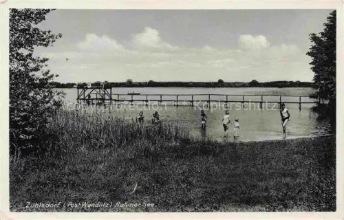 AK / Ansichtskarte Zuehlsdorf Muehlenbecker Land Oberhavel Brandenburg Rahmer-See See Badesteg Badende Kinder Schilf Ruderboot