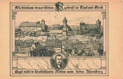 AK / Ansichtskarte Boxdorf NueRNBERG Mittelfranken Bayern Kaiserburg Altstadt Tuerme Stadtbild Zeichnung Duerer Deutsche-Burgen