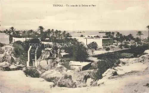 AK / Ansichtskarte TRIPOLI   Tripolis Libya Dahra Hafen Palmen Wuestenlandschaft Meer Schiffe Brunnen Haeuser