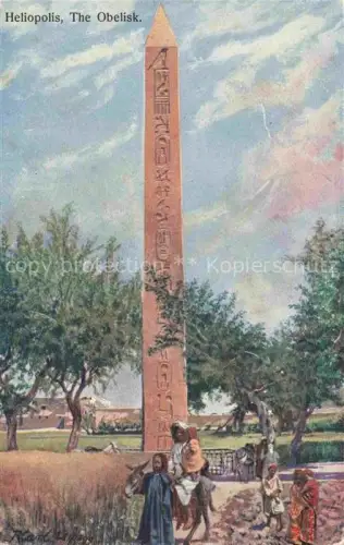 AK / Ansichtskarte Heliopolis CAIRO Kairo Caire Egypt Obelisk Hieroglyphen Baeume Esel Einheimische Antike