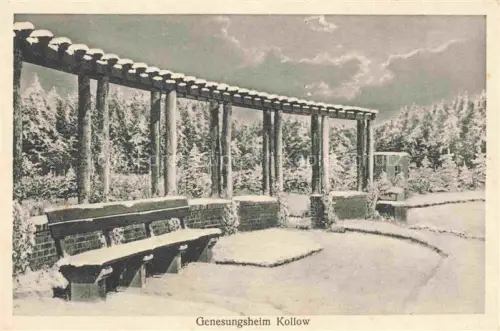 AK / Ansichtskarte Kollow Lauenburg Schleswig-Holstein Genesungsheim Pergola Baenke Schnee Winterlandschaft Nadelbaeume Saeulen