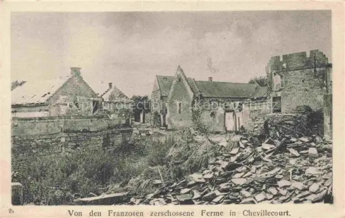AK / Ansichtskarte Autreches COMPIEGNE 60 Oise Ferme-Chevillecourt Kriegsschaeden Ruinen Truemmer Mauerwerk Hof Dachziegel