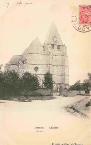 AK / Ansichtskarte Chepoix CLERMONT 60 Oise Église Kirchturm Kirchplatz Baeume Dorfstrasse
