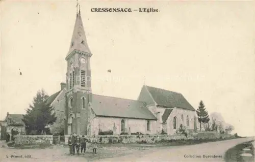 AK / Ansichtskarte Cressonsacq CLERMONT 60 Oise Église Kirchturm Kirchplatz Kinder Baeume Dorfstrasse