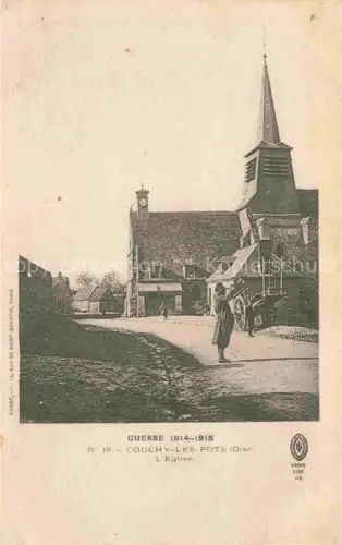 AK / Ansichtskarte Couchy-les-Pots Conchy-les-Pots COMPIEGNE 60 Oise Eglise Kirchturm Dorfplatz Soldat Krieg Uhrturm