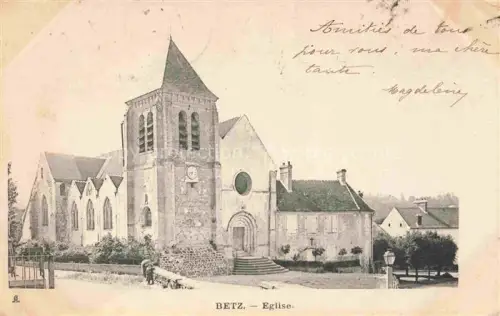 AK / Ansichtskarte Betz SENLIS 60 Oise Eglise Kirchturm Kirchenschiff Romanisch Dorfplatz Laternenpfahl